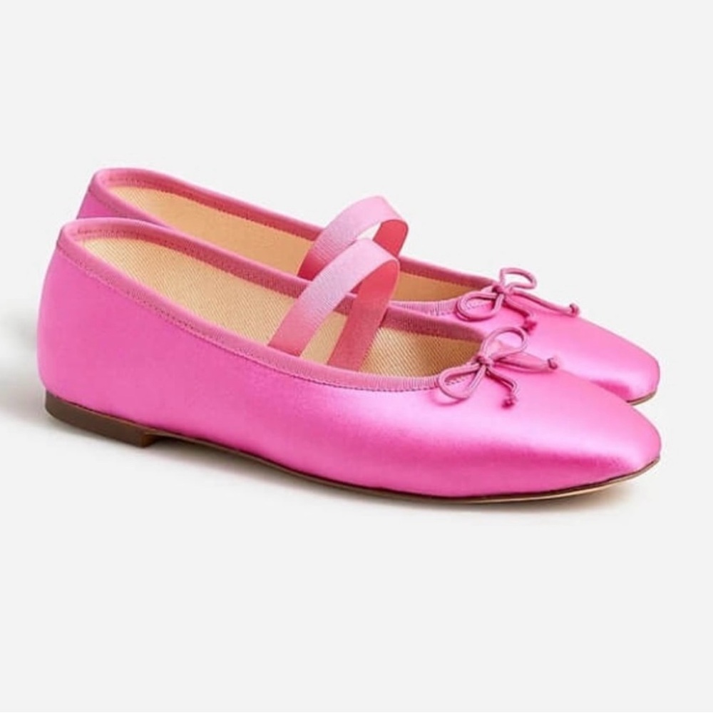 New J.Crew Zoe Strappy Flats in Satin Pink